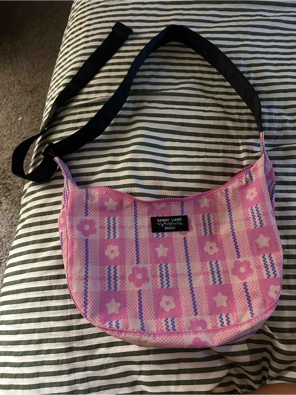 Sandy Liang Pink Crescent Shoulder Bag